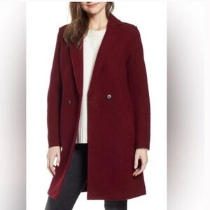 J Crew Daphne Italian Boiled Wool Topcoat Cranberry